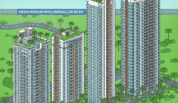 New Prestige Projects in South Chennai - Real estate infographic showing Prestige Falcon City Chennai and other new residential projects across South Chennai