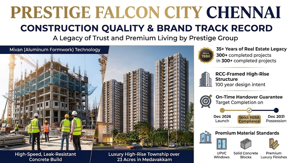 Prestige Falcon City Chennai Construction Quality and Brand Track Record