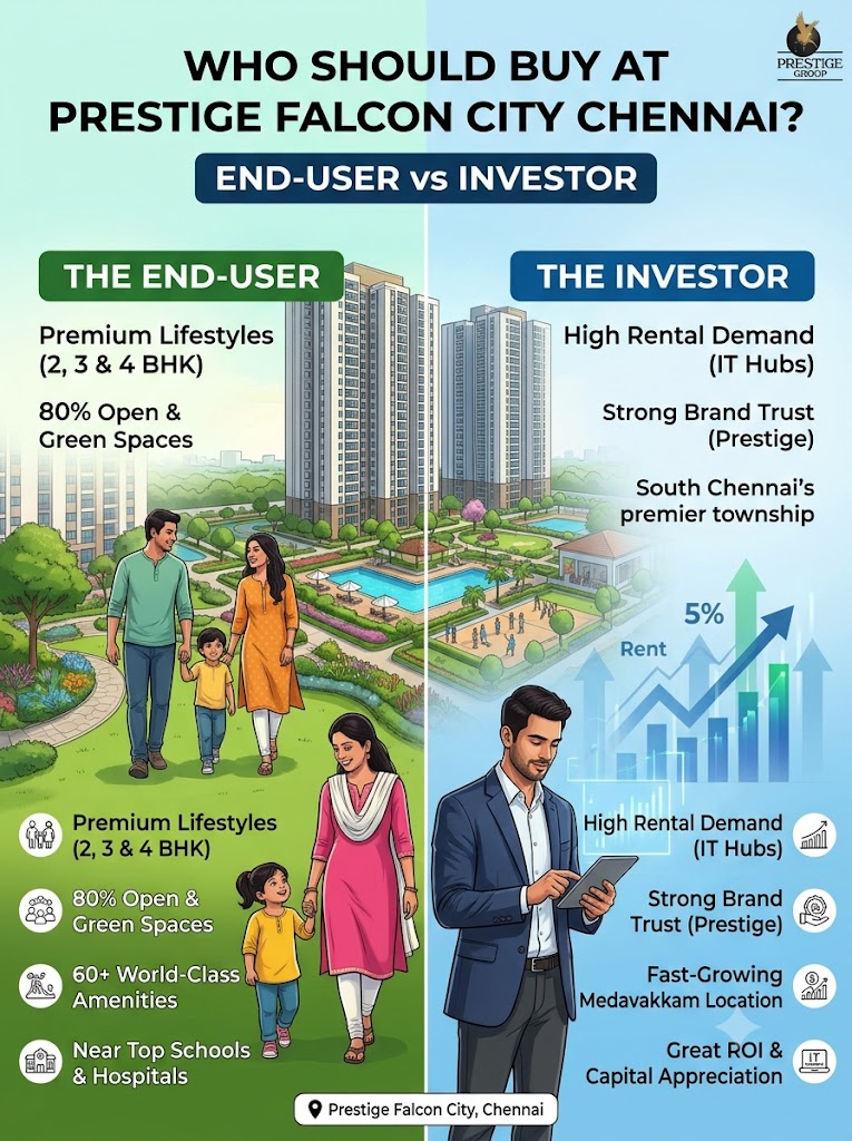 Who Should Buy at Prestige Falcon City Chennai? End-User vs Investor